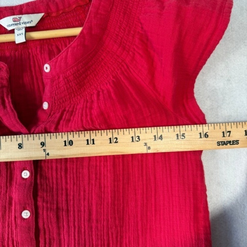 Vineyard Vines Gauze Flutter Sleeve Top Lighthouse Red - XXS - Picture 8 of 9